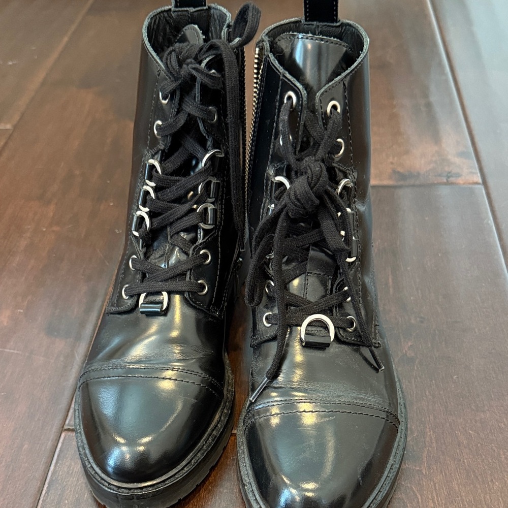 All Saints Black Leather women’s combat Boots